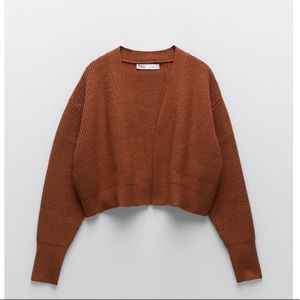 Zara | Purl Knit Jacket Brick/Red/Brown Medium